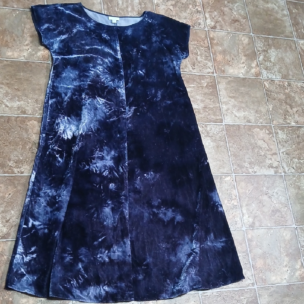 Purejill Velvet Blue Tie-Dye Dress Size Medium Petite